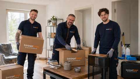 EntrümpelKumpel-Team beim Tragen, Packen und Verladen